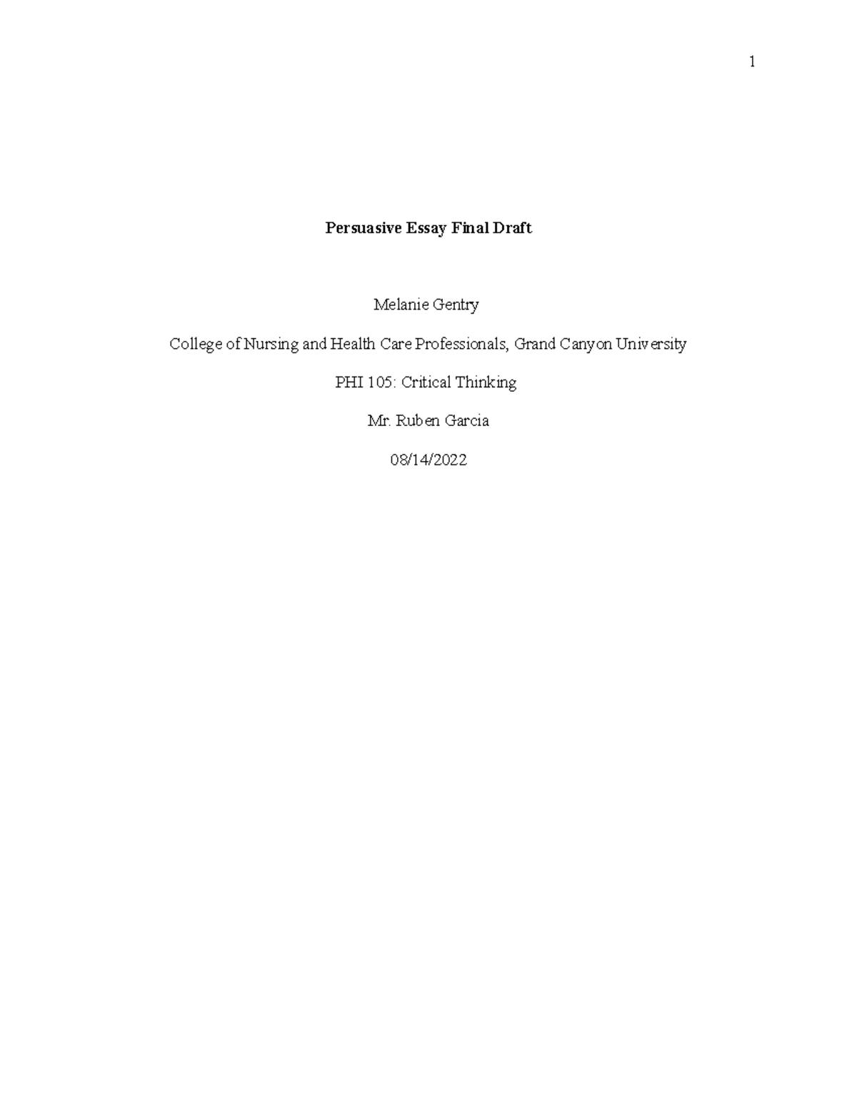 PHI 105: Final Draft of Persuasive Essay on Abortion Issues - Studocu