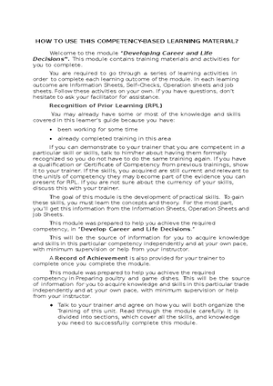 CBLM Basic Competency - TESDA CBLM - HOW TO USE THIS COMPETENCY-BASED ...