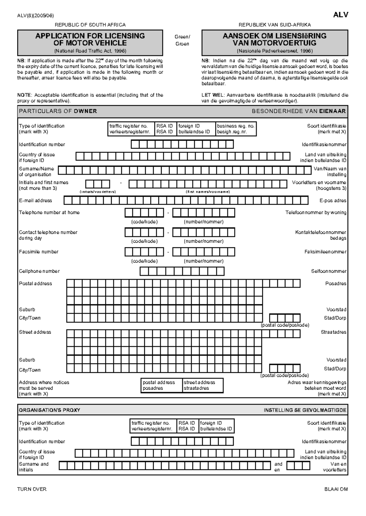 ALV(8)(2005/06) Application for Motor Vehicle Licensing Form - Studocu