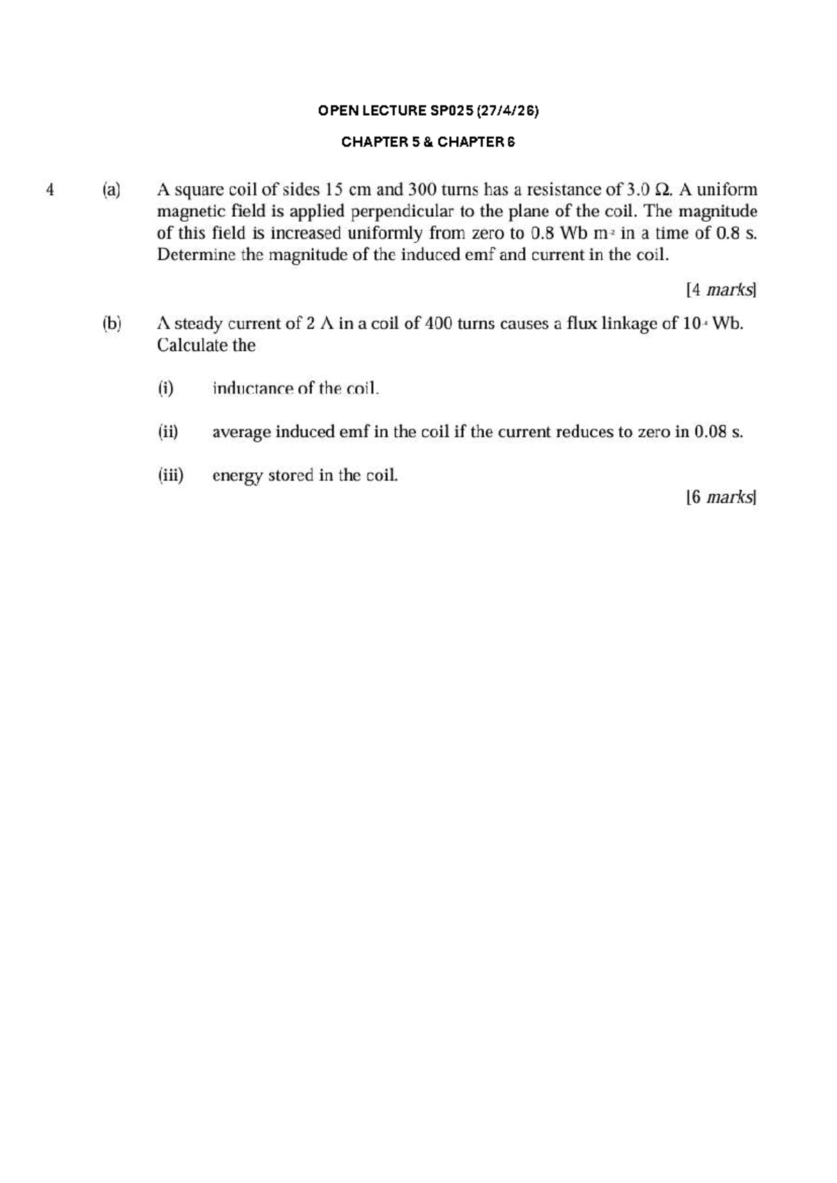 OPEN LECTURE SP025 - Exercises on Electromagnetic Induction and AC ...