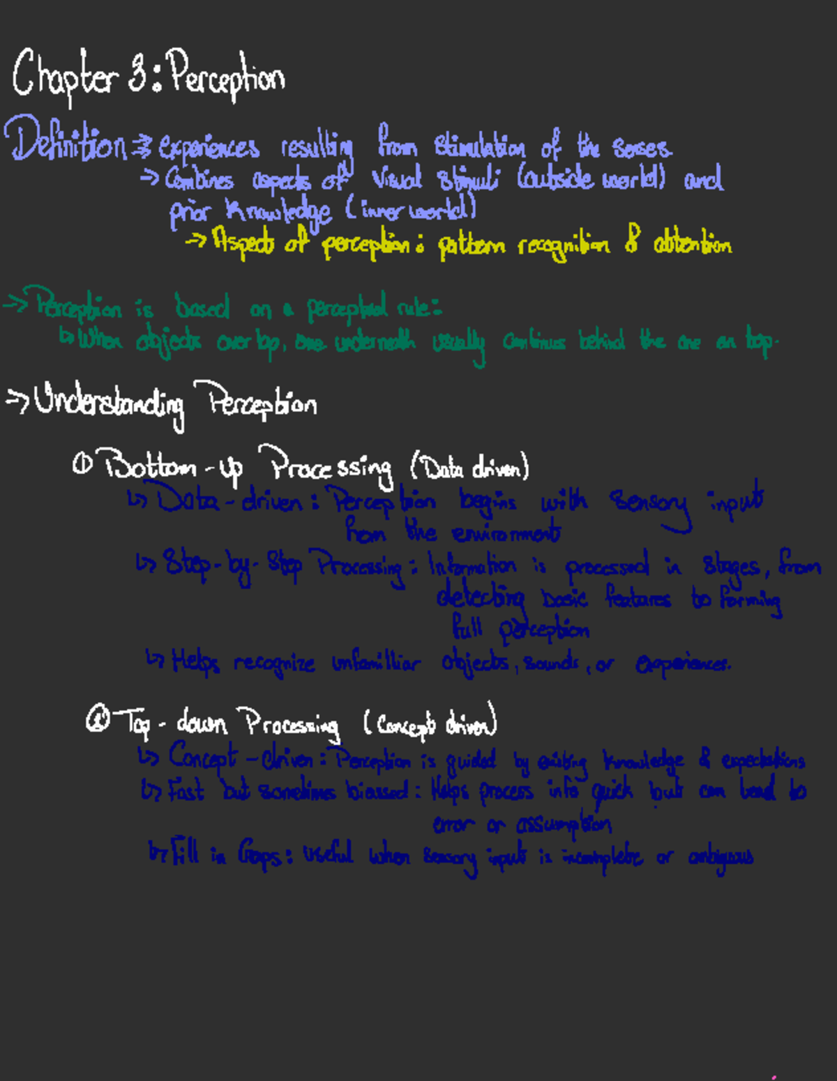 Cognition lecture notes - Chapter 3 : Perception Definitions ...