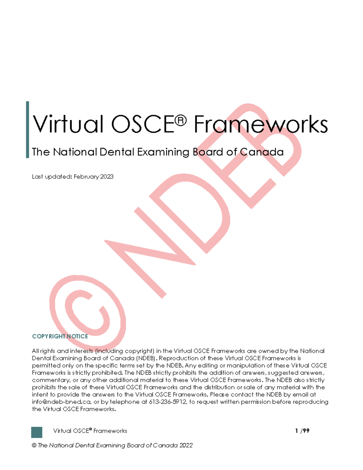 Virtual OSCE Frameworks Overview - 2023 NDEB Guidance - Studocu