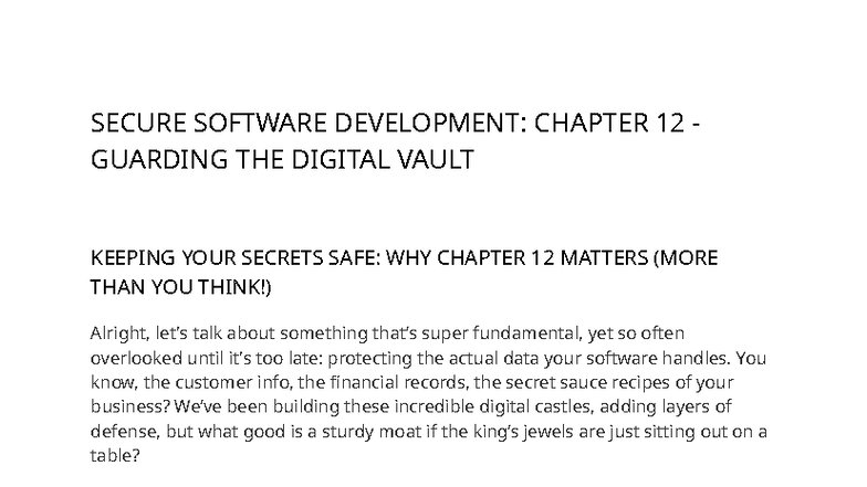 Secure Coding Practices Chapter 12 - SECURE SOFTWARE DEVELOPMENT ...