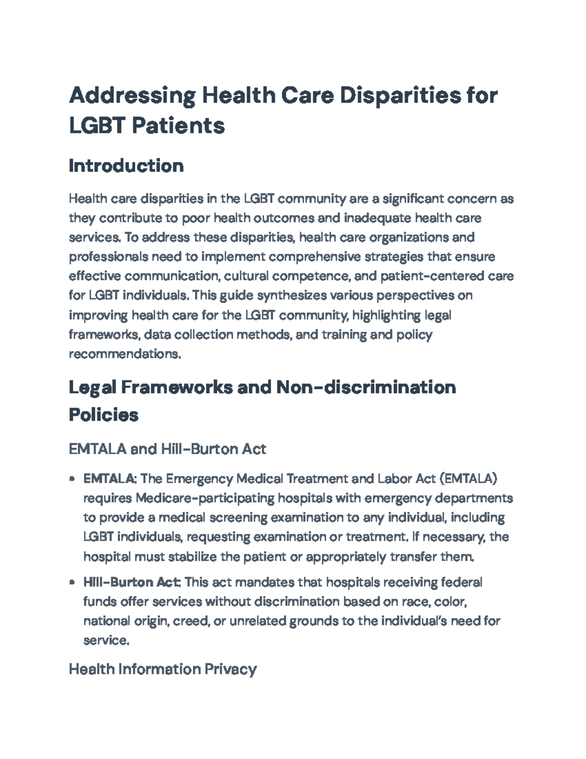 Addressing LGBT Health Disparities: Strategies & Policies Guide - Studocu