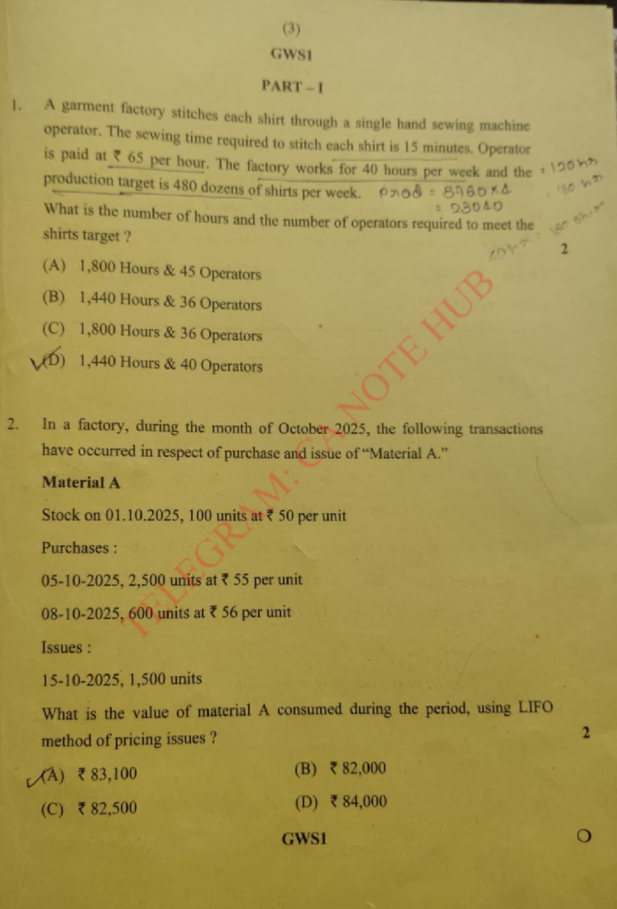 GWS1 & GWS2 Comprehensive Question Paper J'26 - Studocu