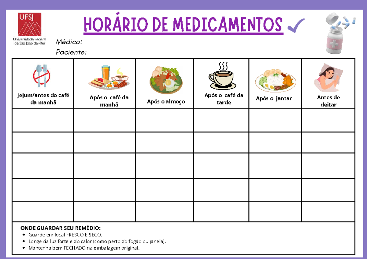 Anexo 1- Pictograma Horário de medicamentos - Princípios De ...