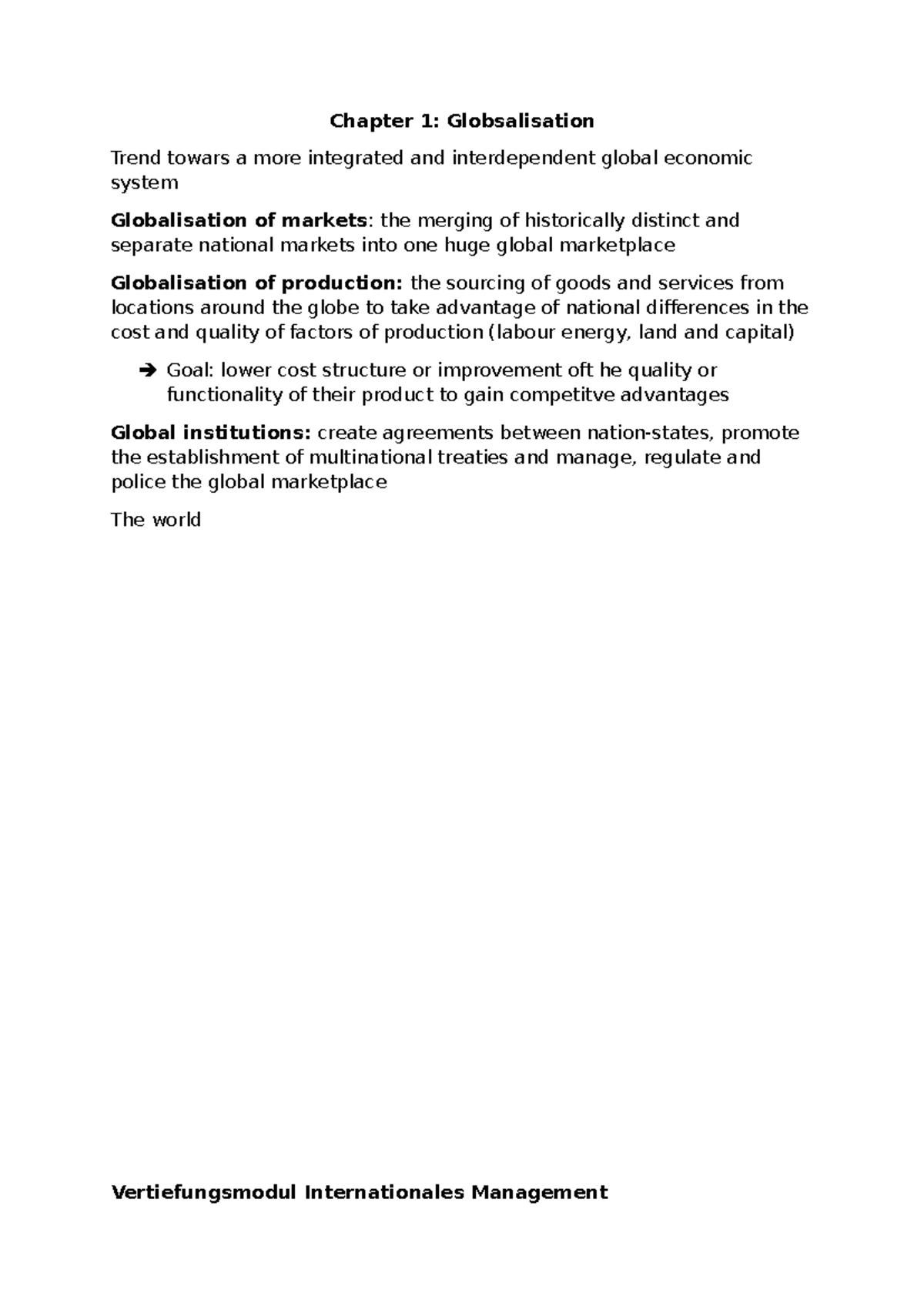 Chapter 1: Globalisation Trends in International Management (IM101 ...