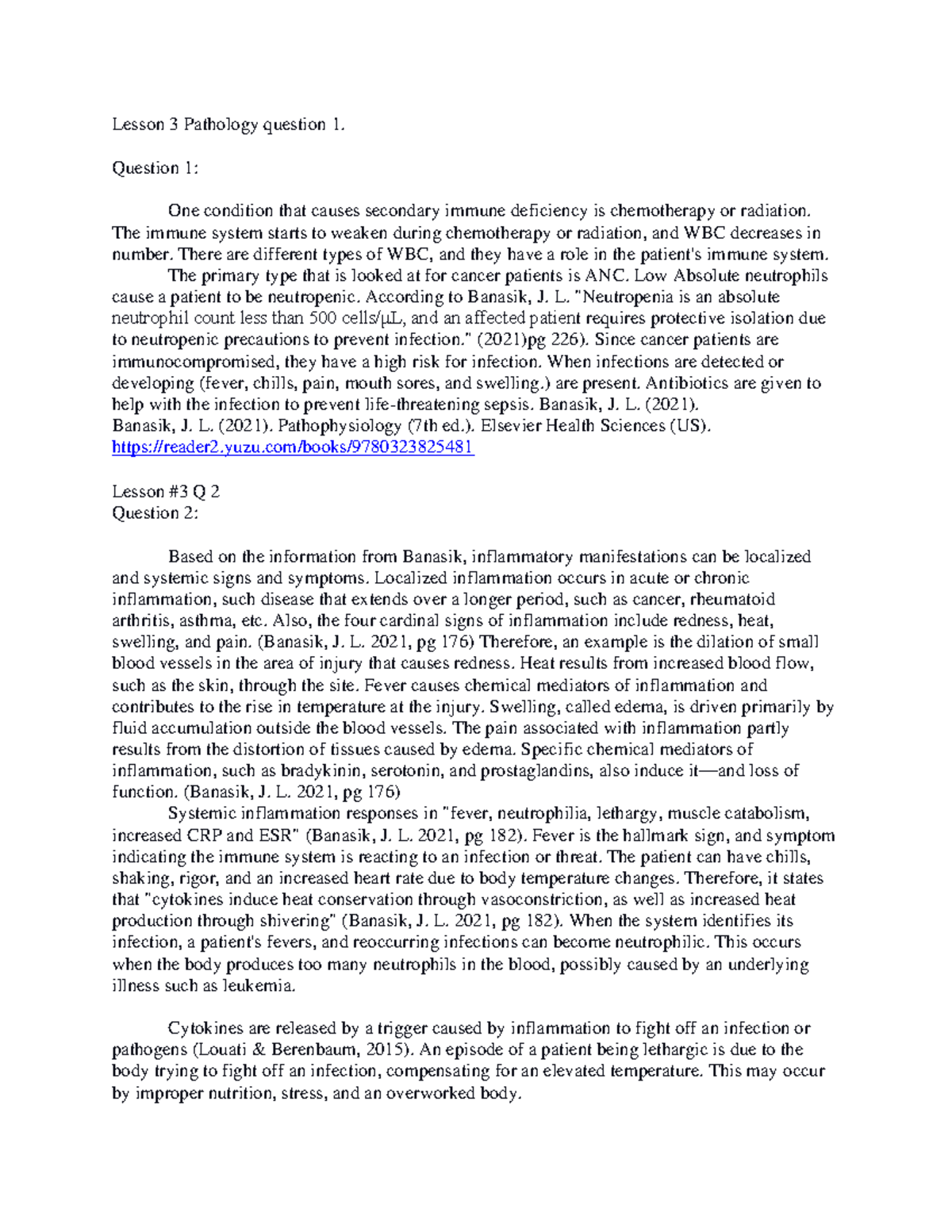 Lesson 3 Pathology - infectious disease - Lesson 3 Pathology question 1 ...