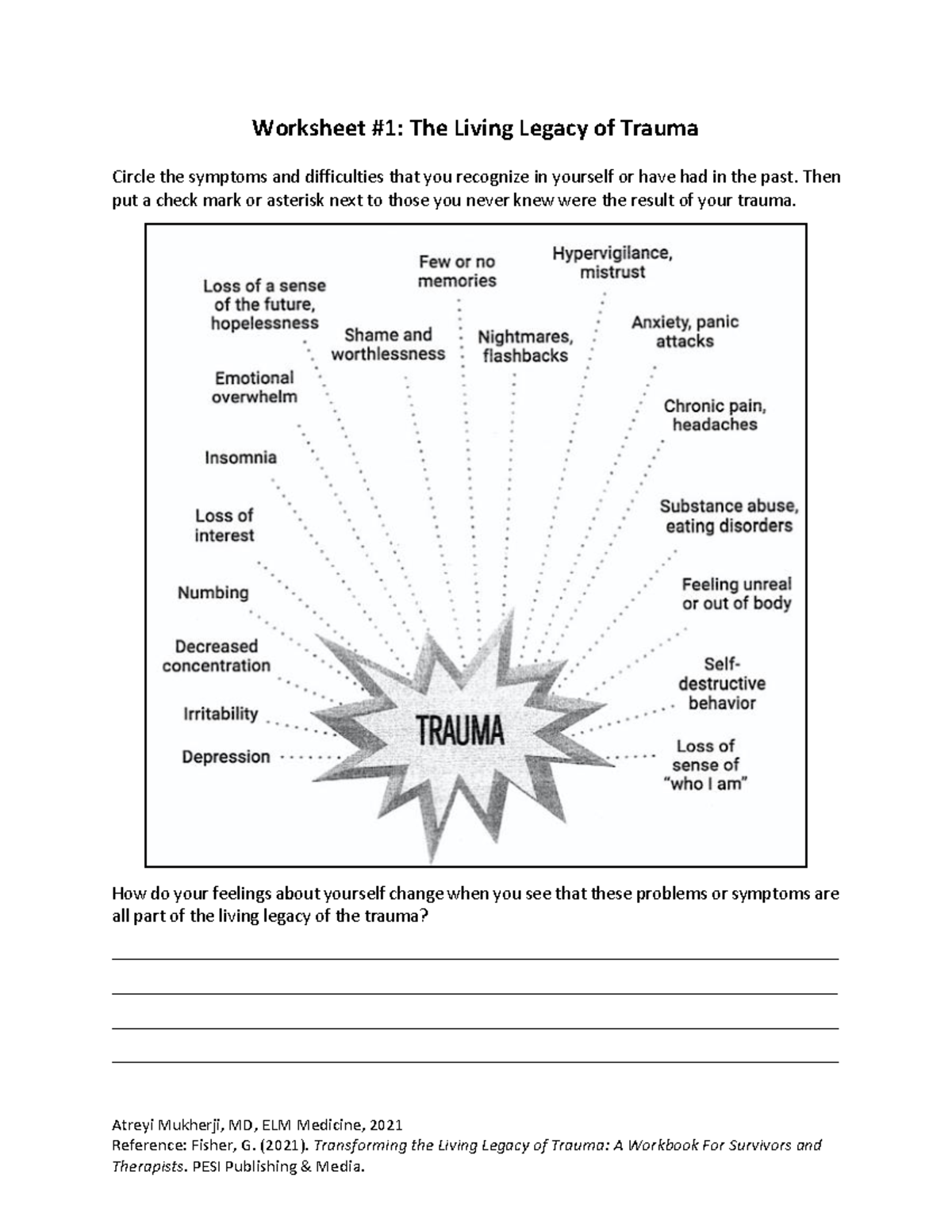 What Is Trauma Worksheet