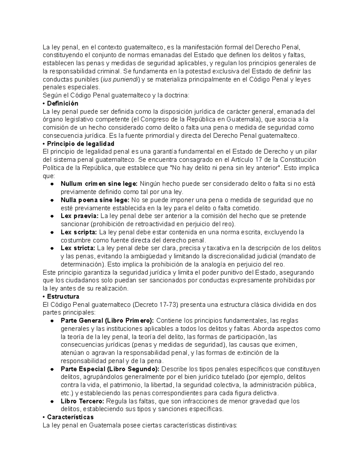 Ley Penal en Guatemala: Definición y Principio de Legalidad - Document Preview