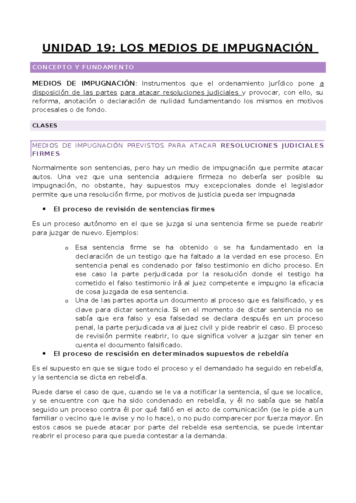 Unidad 19: Medios de Impugnación en el Proceso Judicial - Procesal II ...