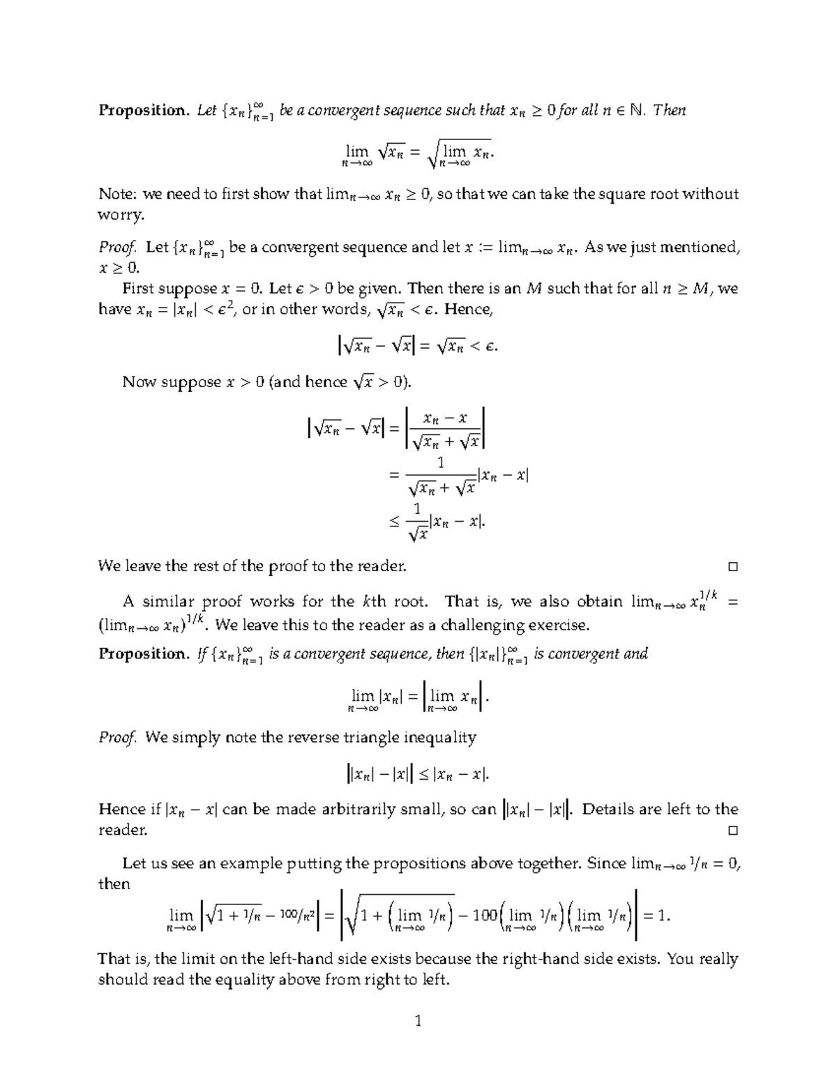 Proposition and Proofs in Basic Analysis (Week-8) - Studocu