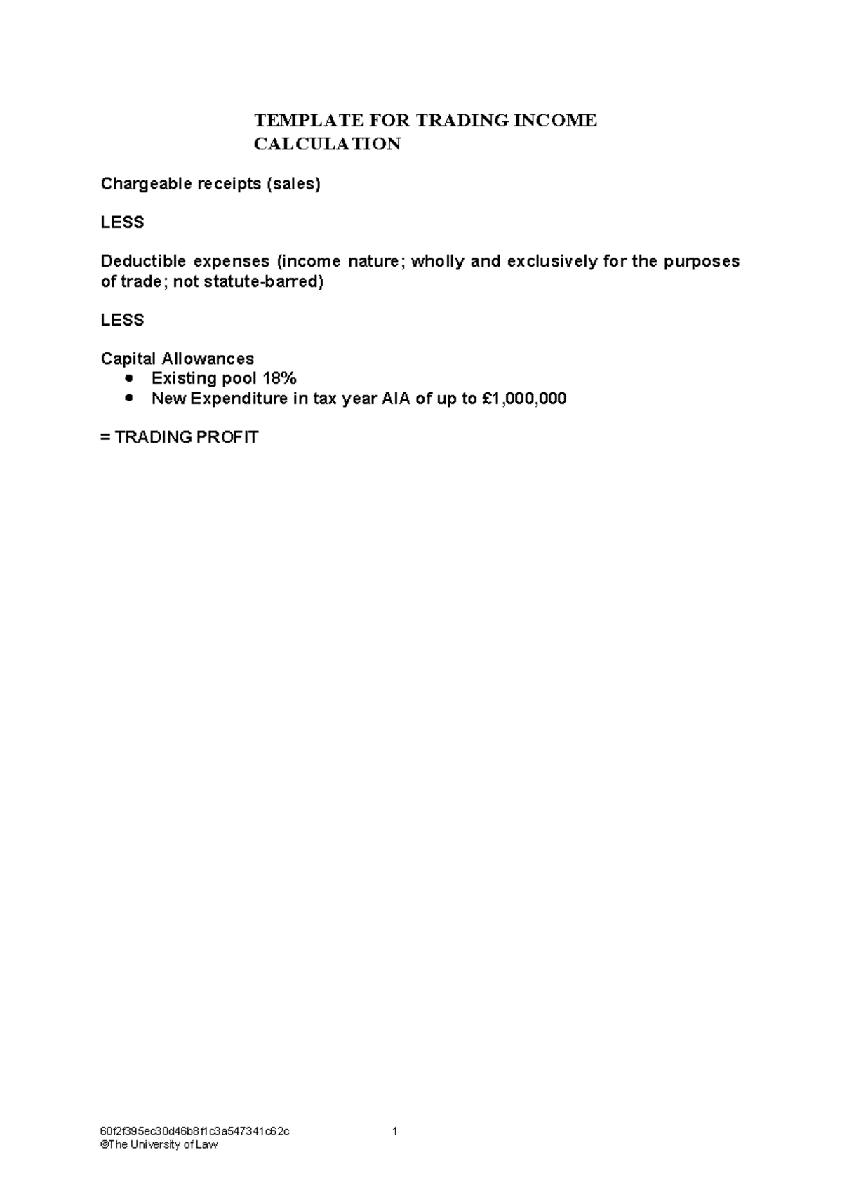 Template for calculating trading income and income tax - TEMPLATE FOR ...