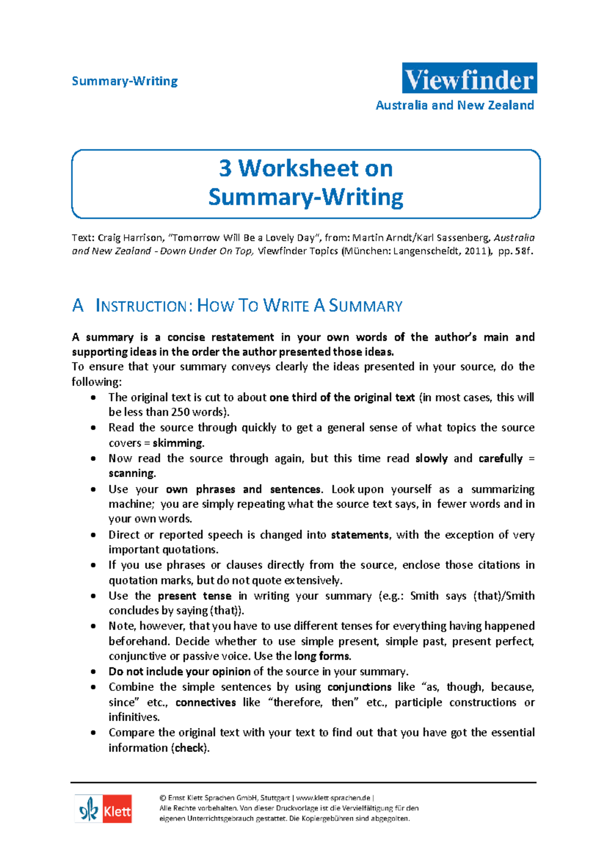 3a Summary Writing - m . - © 2011 Langenscheidt KG, Berlin und München ...