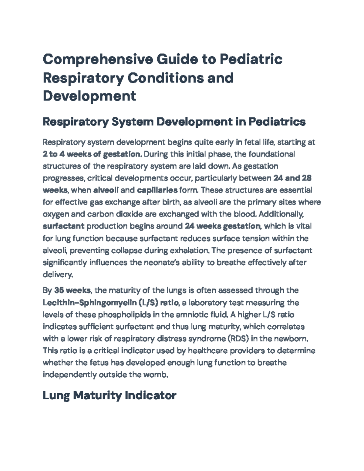 Comprehensive Guide to Pediatric Respiratory Development (Course Code ...