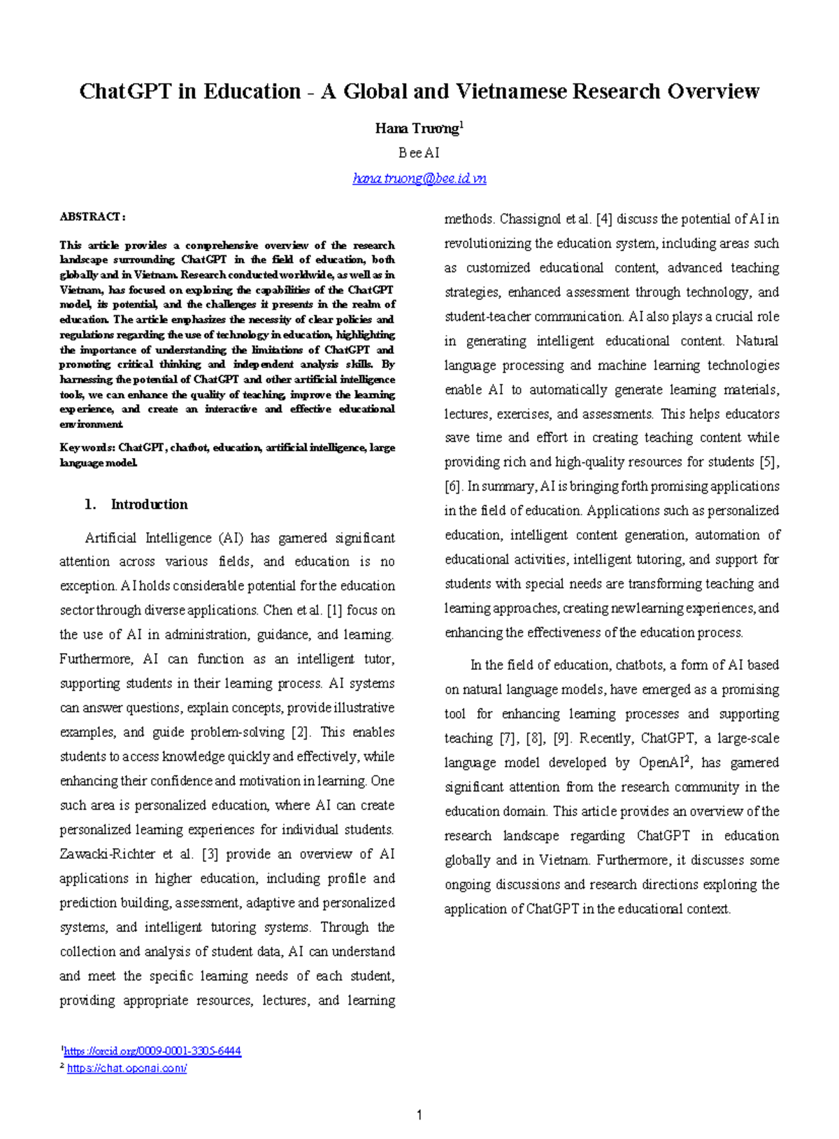 ChatGPT in Education: A Global and Vietnamese Research Overview - Studocu