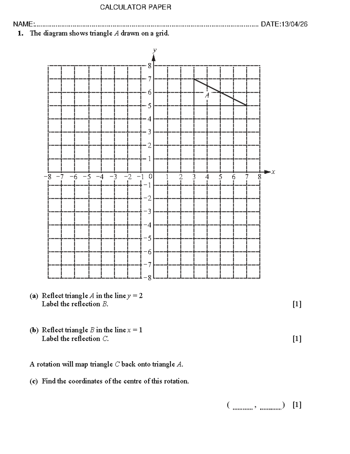 Practice Paper 5 for Year 9: Geometry & Algebra Concepts - Studocu