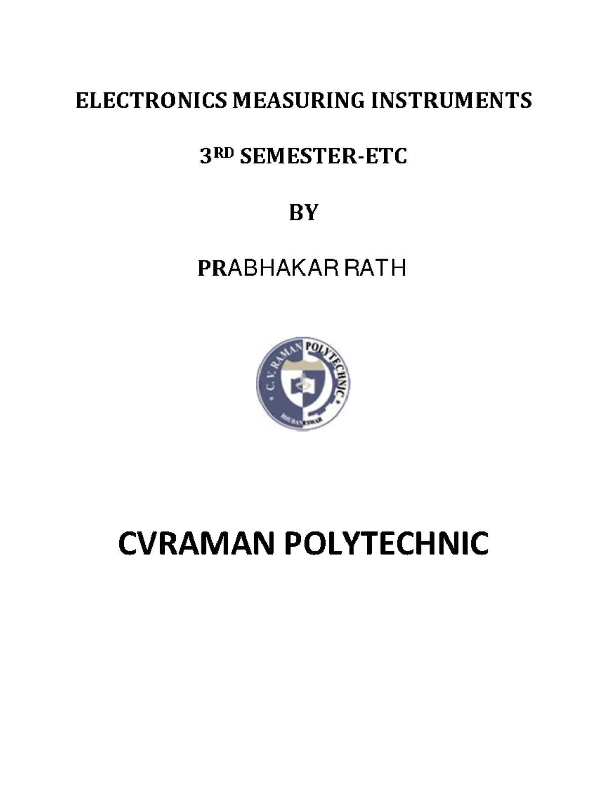 EMI 3RD: Lecture Notes on Electronics Measuring Instruments - Studocu