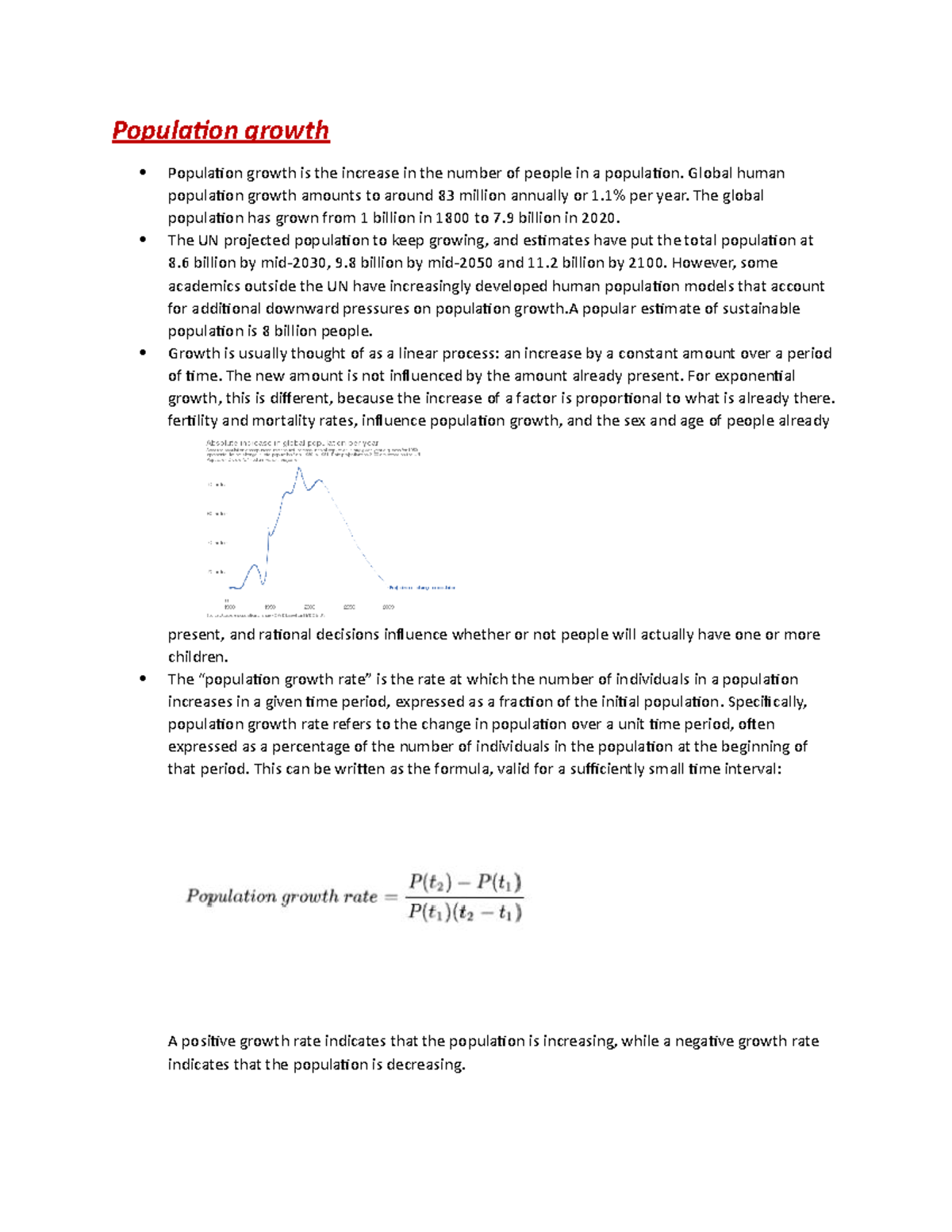 Population growth - Lecture notes - Population growth Population growth ...