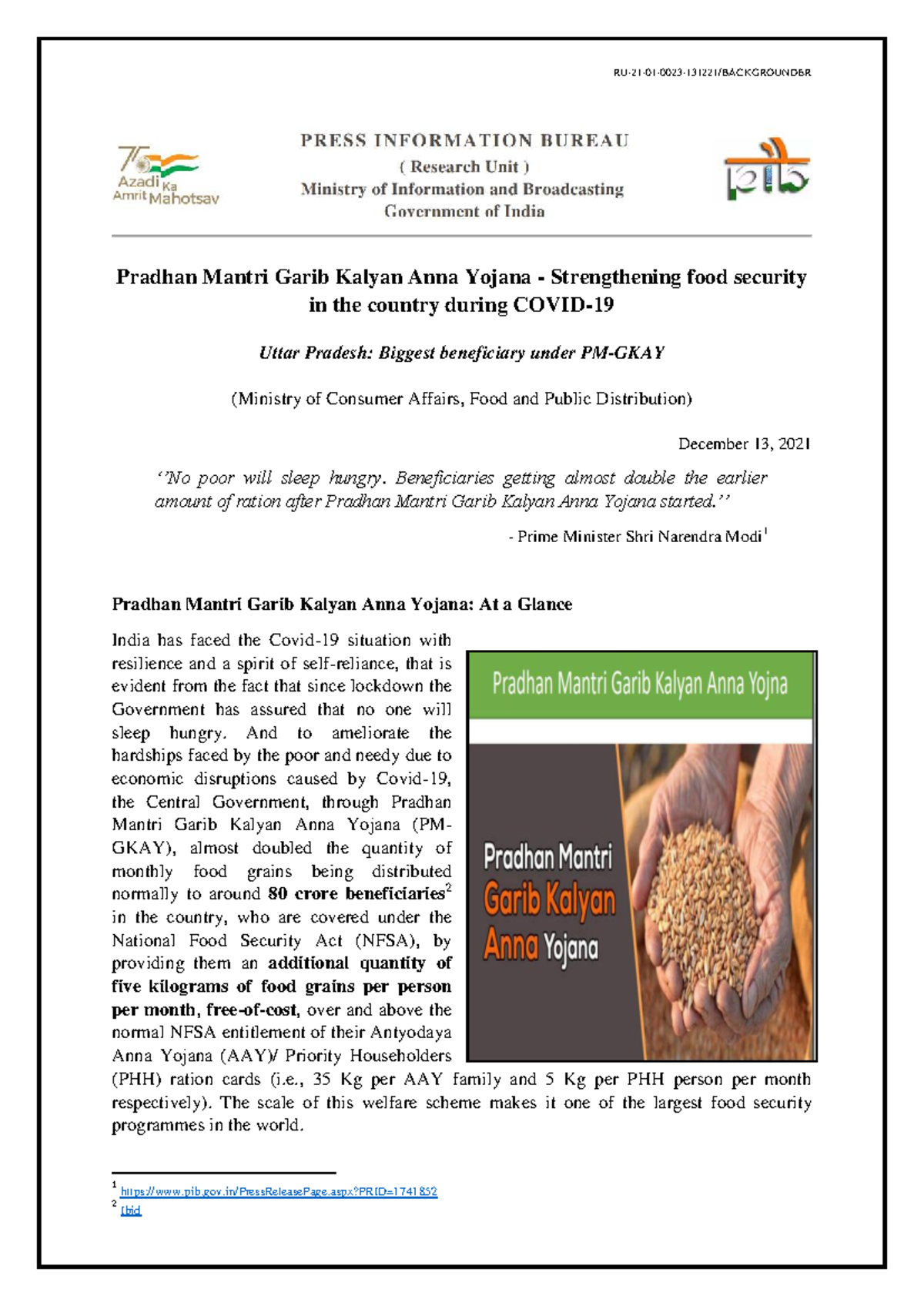 PMGKAY: Strengthening Food Security in Uttar Pradesh - Studocu