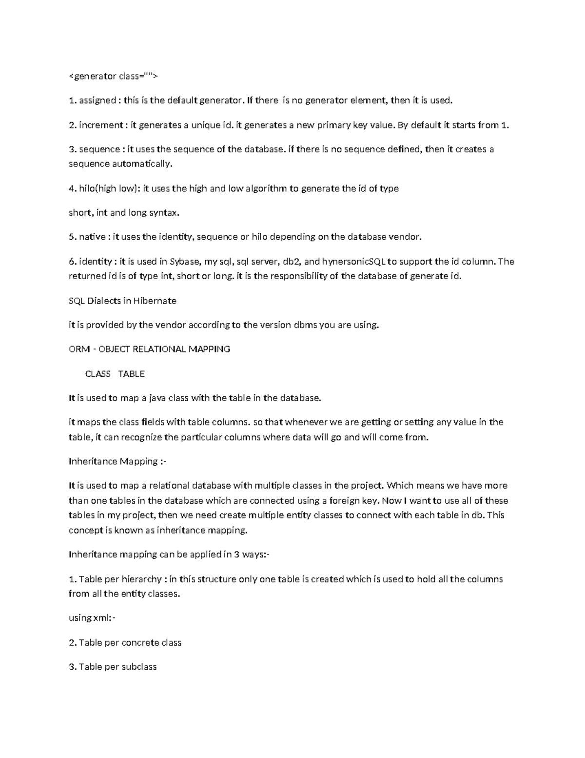 Hibernate ORM Concepts and SQL Dialects - Mam Notes - Studocu