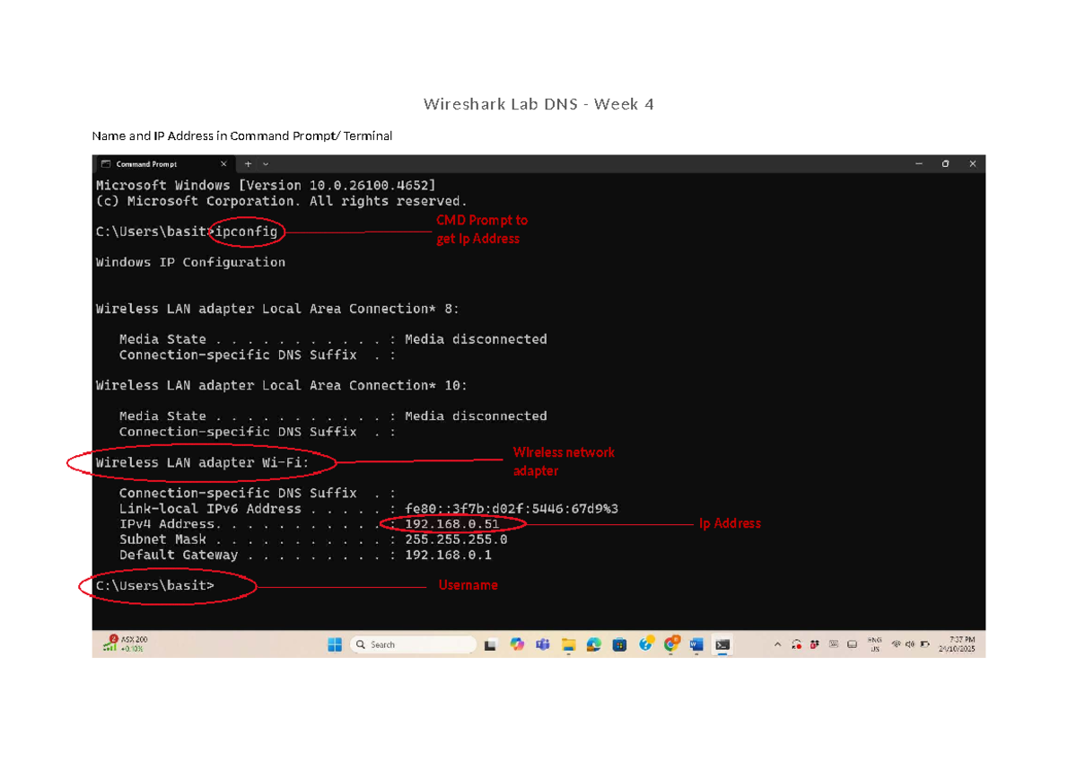 Wireshark Lab Report W4: DNS Queries & IP Address Analysis - Studocu