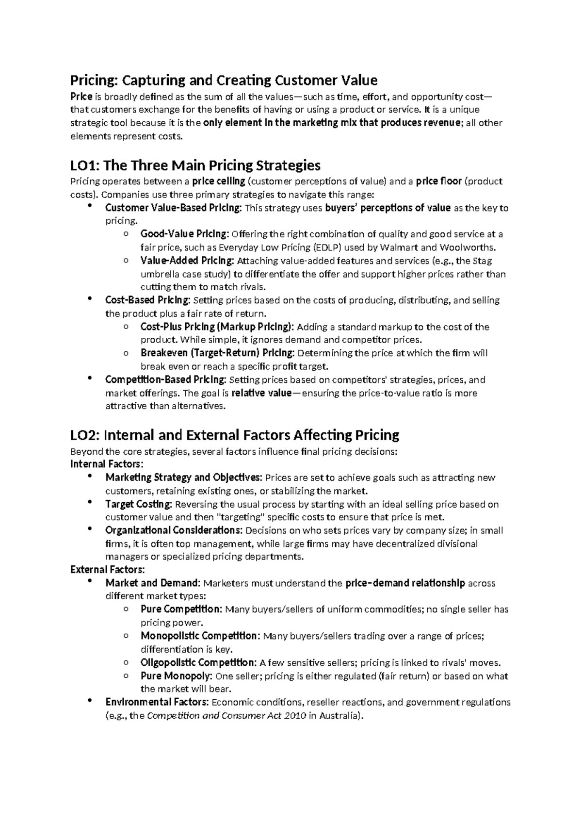 Pricing Strategies: Capturing Customer Value in Marketing Mix - Studocu