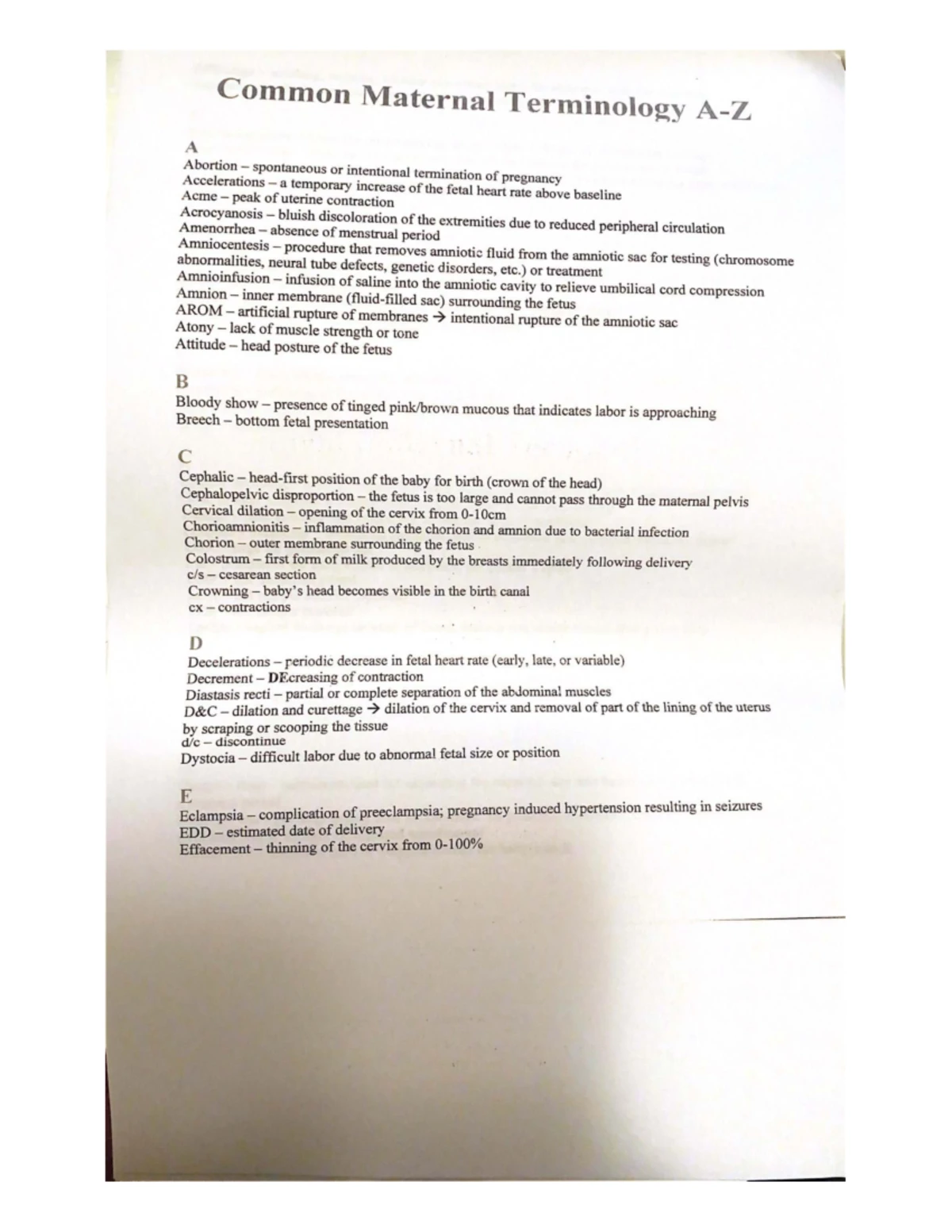 Maternal Tidbits 2: Fundal Height & Fetal Assessment Notes (NUR 367 ...