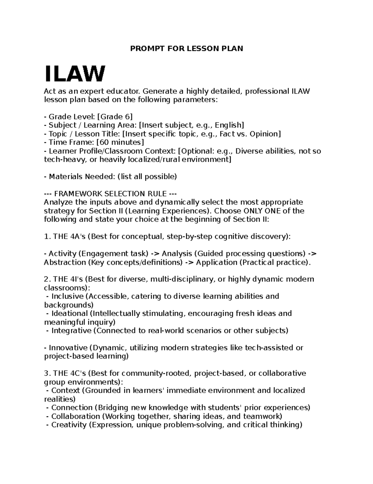 ILAW Lesson Plan Development: Comprehensive Guide for Educators - Studocu