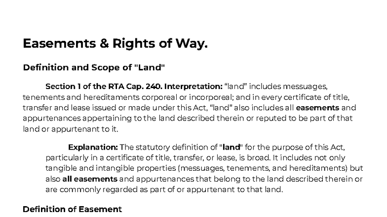 Easements & Rights of Way: Definition and Scope under RTA Cap. 240 ...