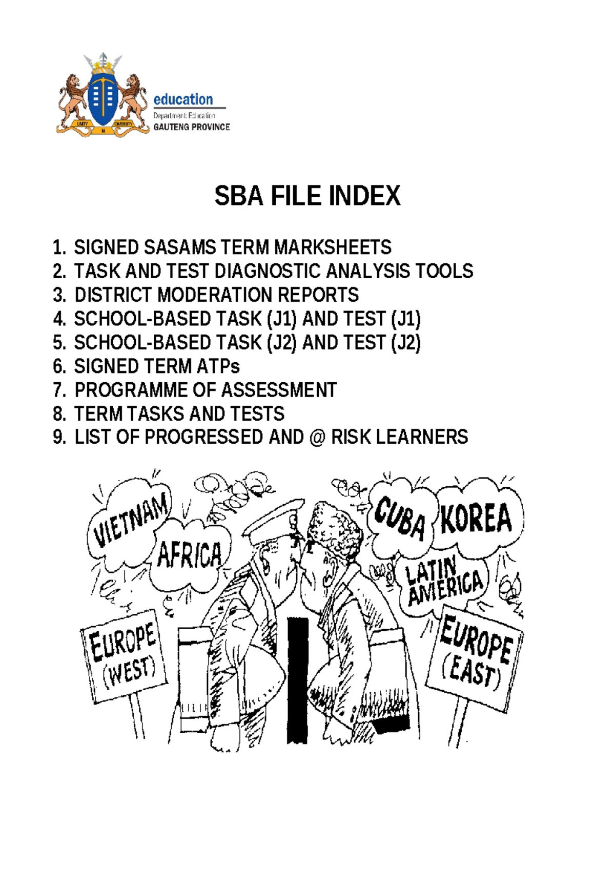 SBA FILES INDEX & MARK SHEETS FOR GRADE 12 TERM 1-3 - Studocu
