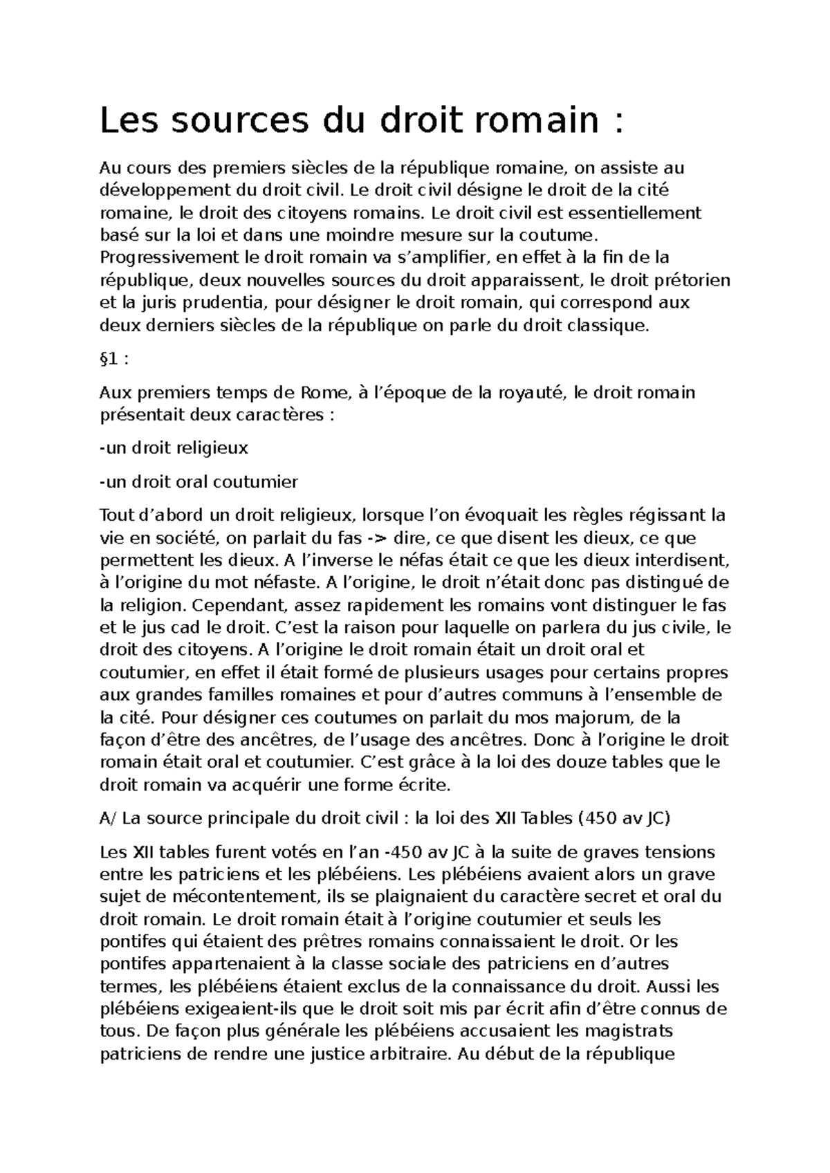 Cours n°3 : Les Sources du Droit dans l'Empire Romain - Studocu