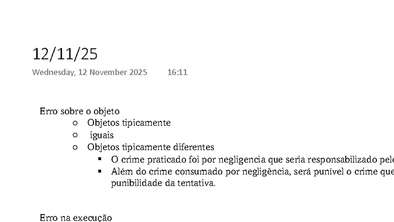 Erro na Execução e Responsabilidade Penal - Penal 121125 - Studocu