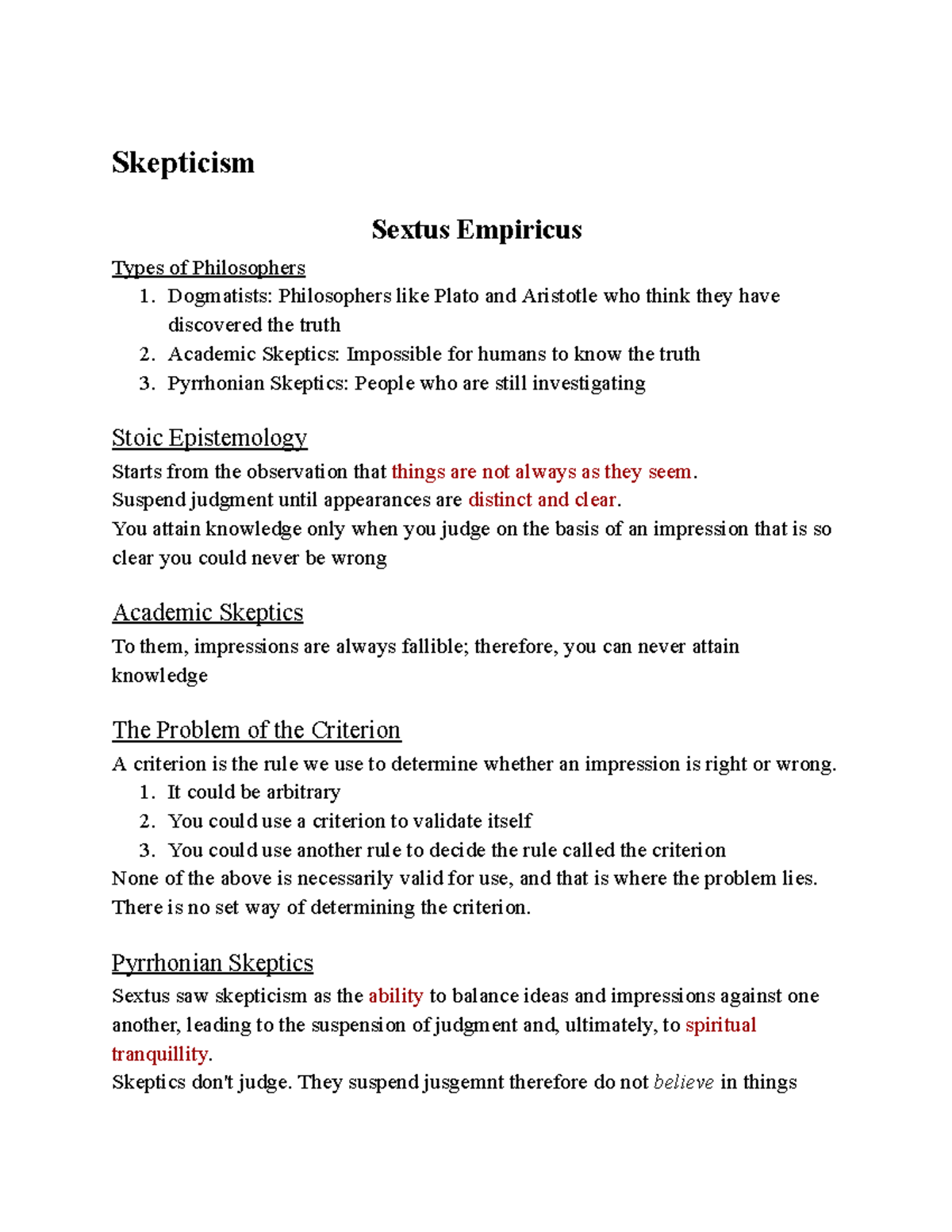 PHIL103 - Lecture 1: Types of Skepticism and Philosophers - Studocu