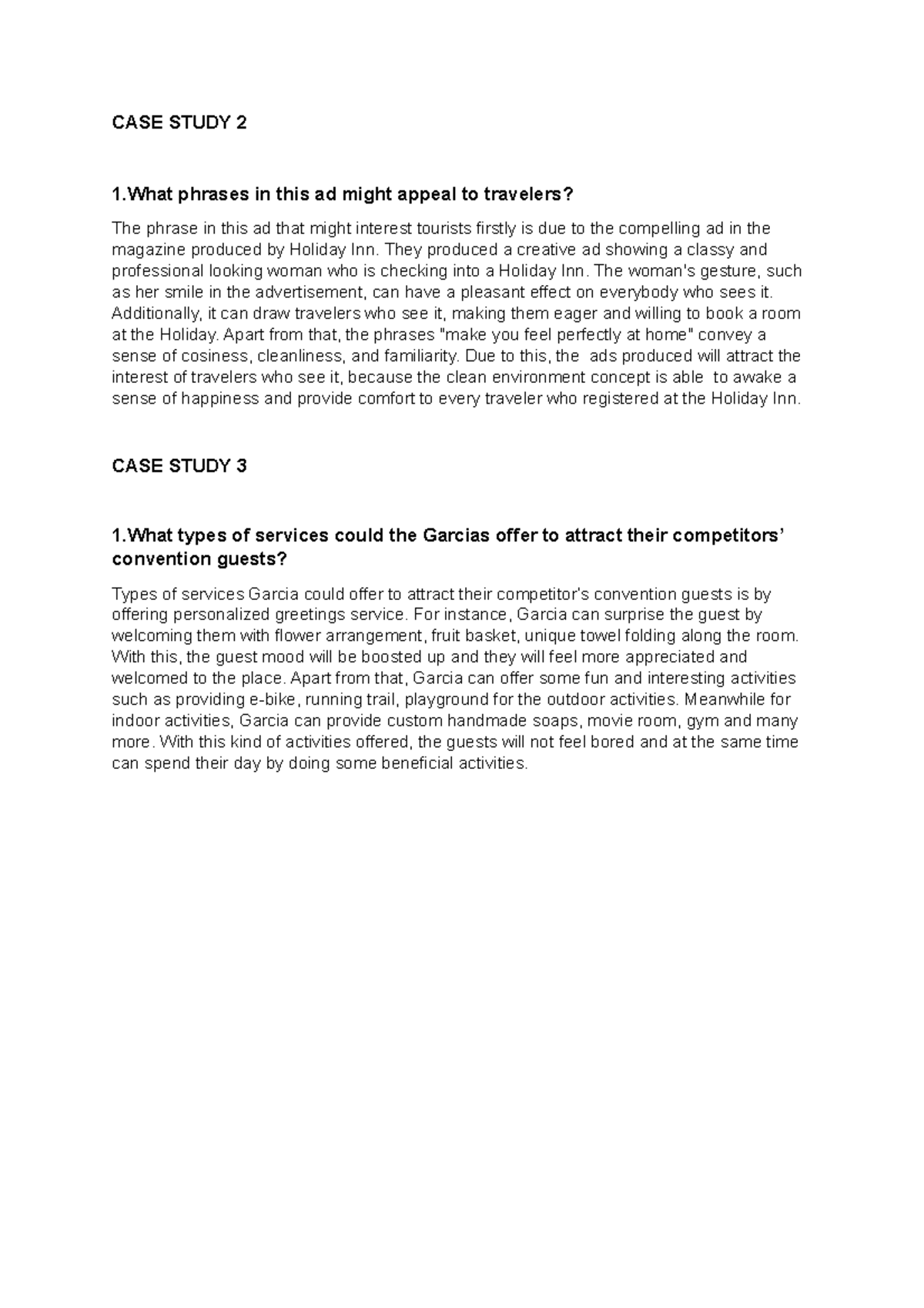 CASE Study 2 - CASE STUDY 2 1 phrases in this ad might appeal to ...