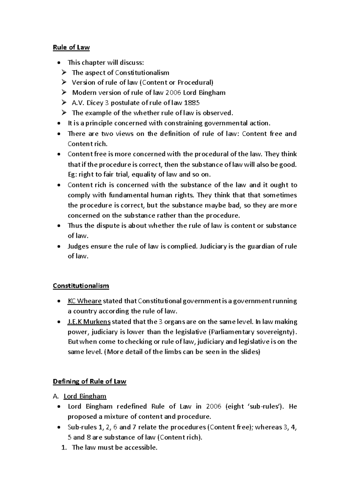 Chapter 3: Rule of Law Notes (Law 101) - Studocu