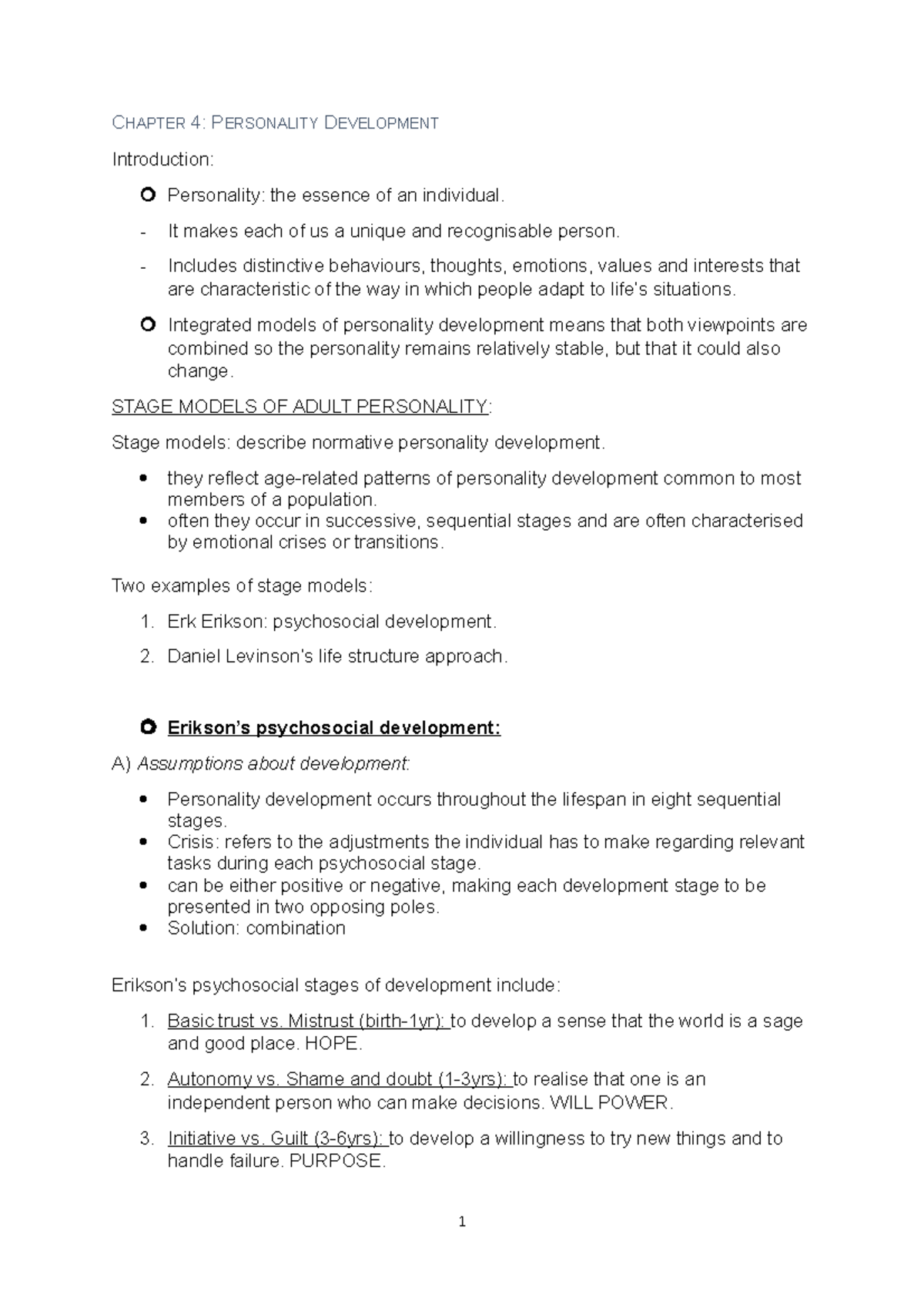 Chapter 4: Understanding Personality Development (PSY 101) - Studocu
