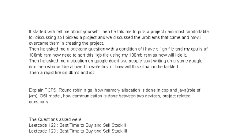 Juspay - After Part A Elimination Round Interview Insights - Studocu