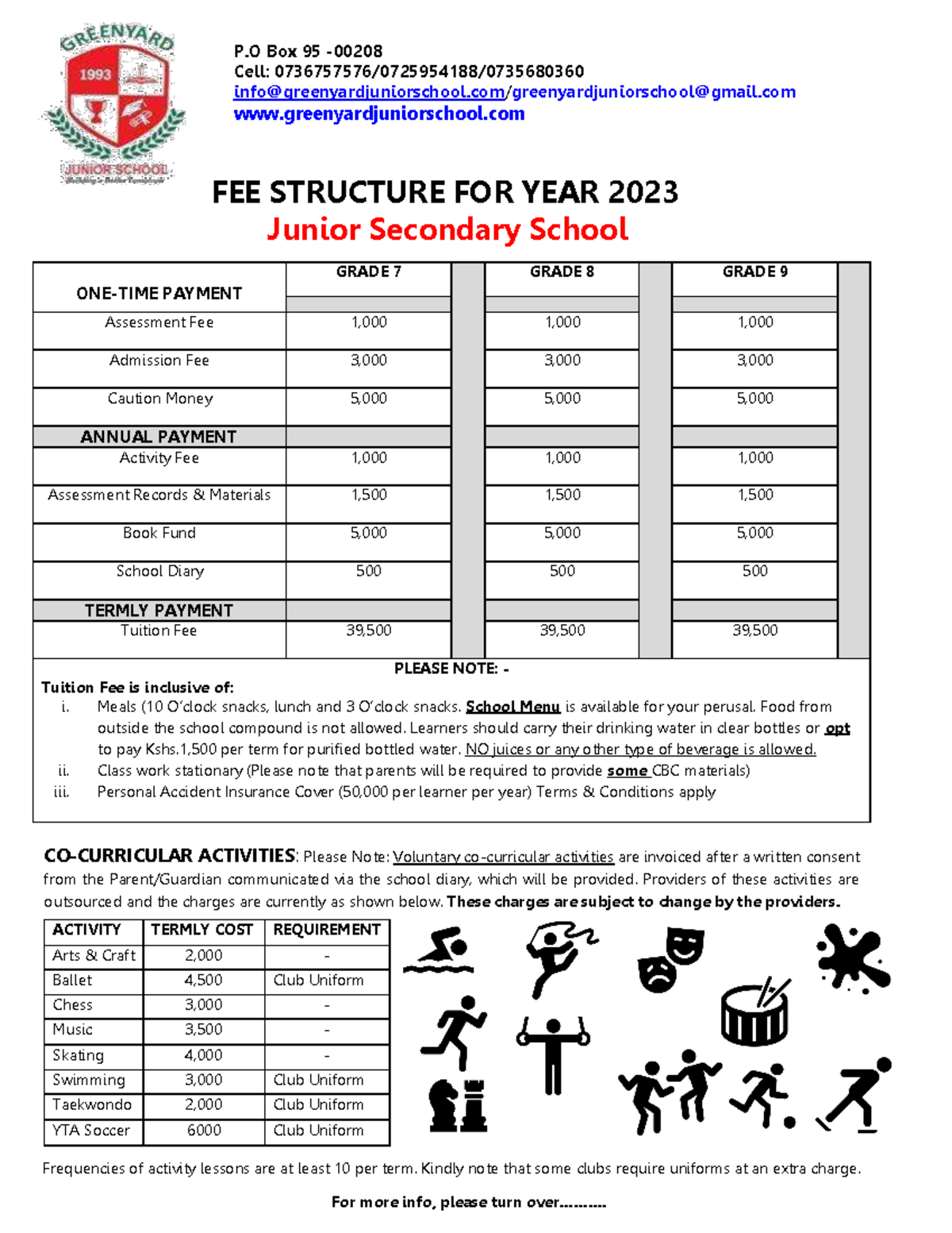 FEE STRUCTURE FOR JUNIOR SECONDARY SCHOOL 2023 (Grades 7-9) - Studocu