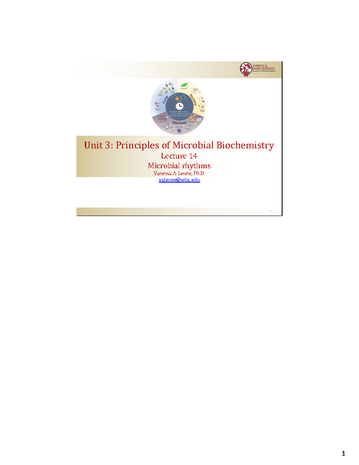 Microbial Rhythms: Insights from Circadian Clocks (Unit 3, Lecture 14 ...