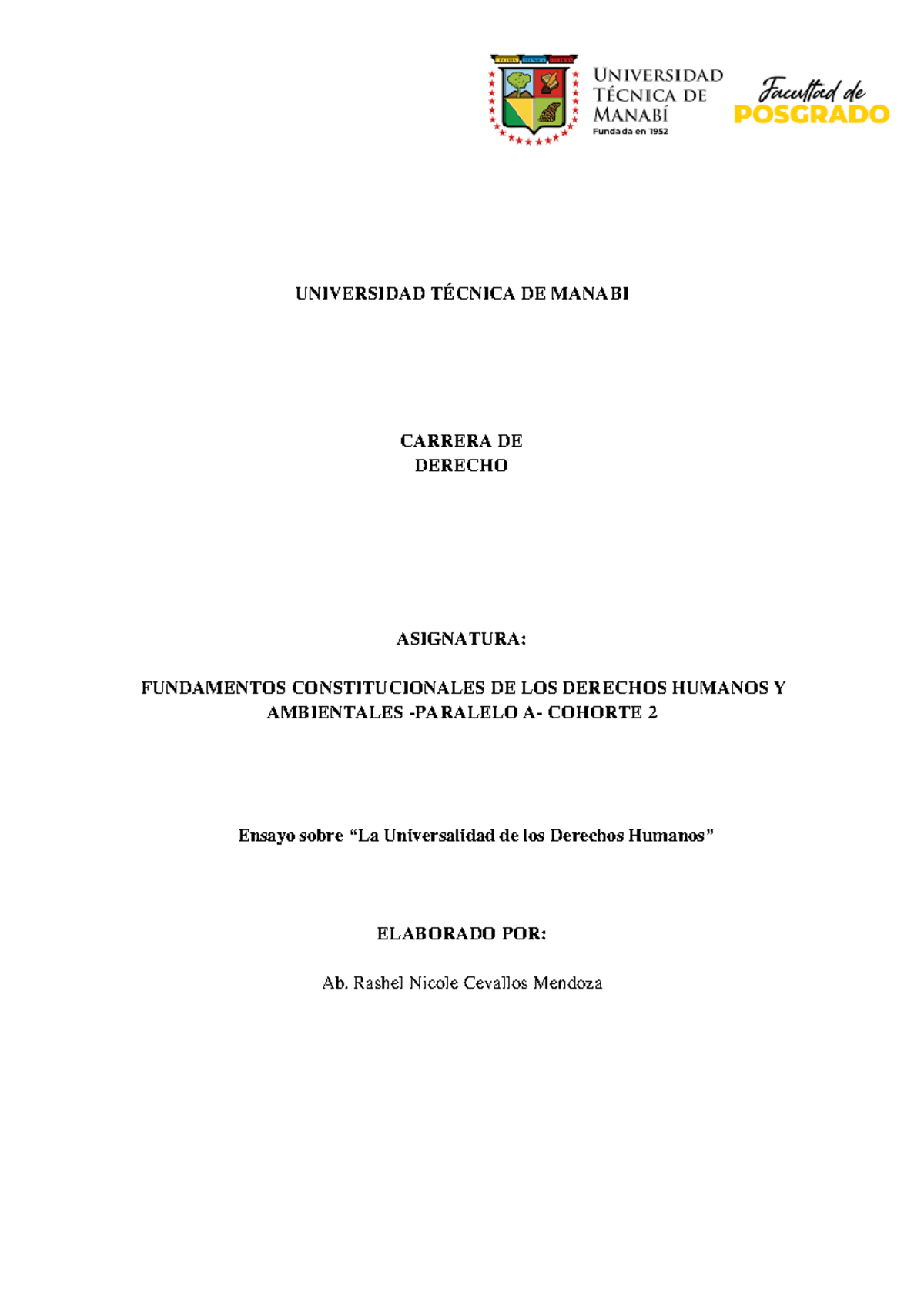 Ensayo sobre la Universalidad de los Derechos Humanos - CARRERA DE ...
