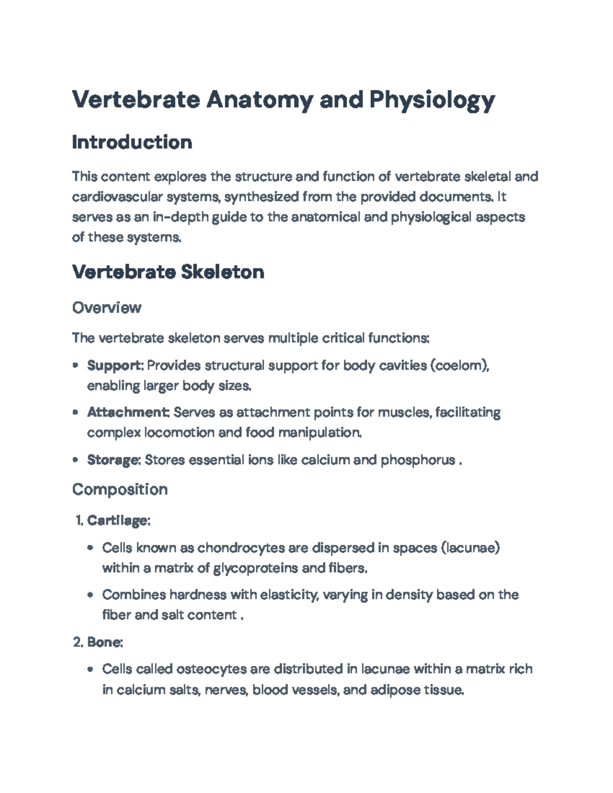 Vertebrate Anatomy and Physiology: Structures and Functions Overview ...
