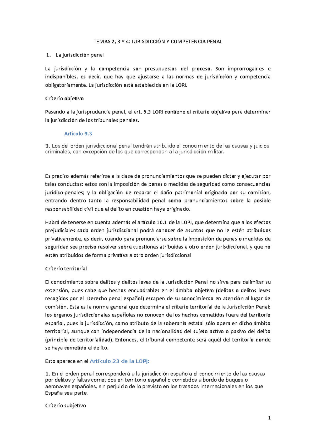 Derecho Procesal Penal (Lección 2, 3 y 4): Jurisdicción y Competencia ...