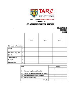 Amber Table Tennis Logbook - CO-CURRICULUM TABLE TENNIS LOG BOOK ...