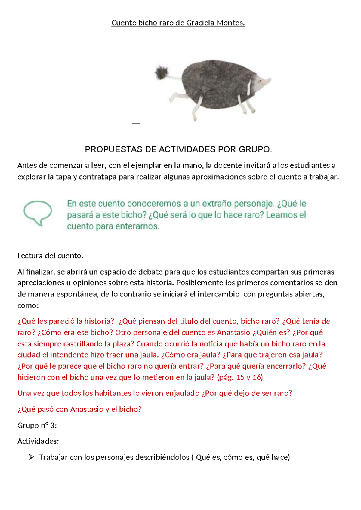 Actividades y Debate sobre 