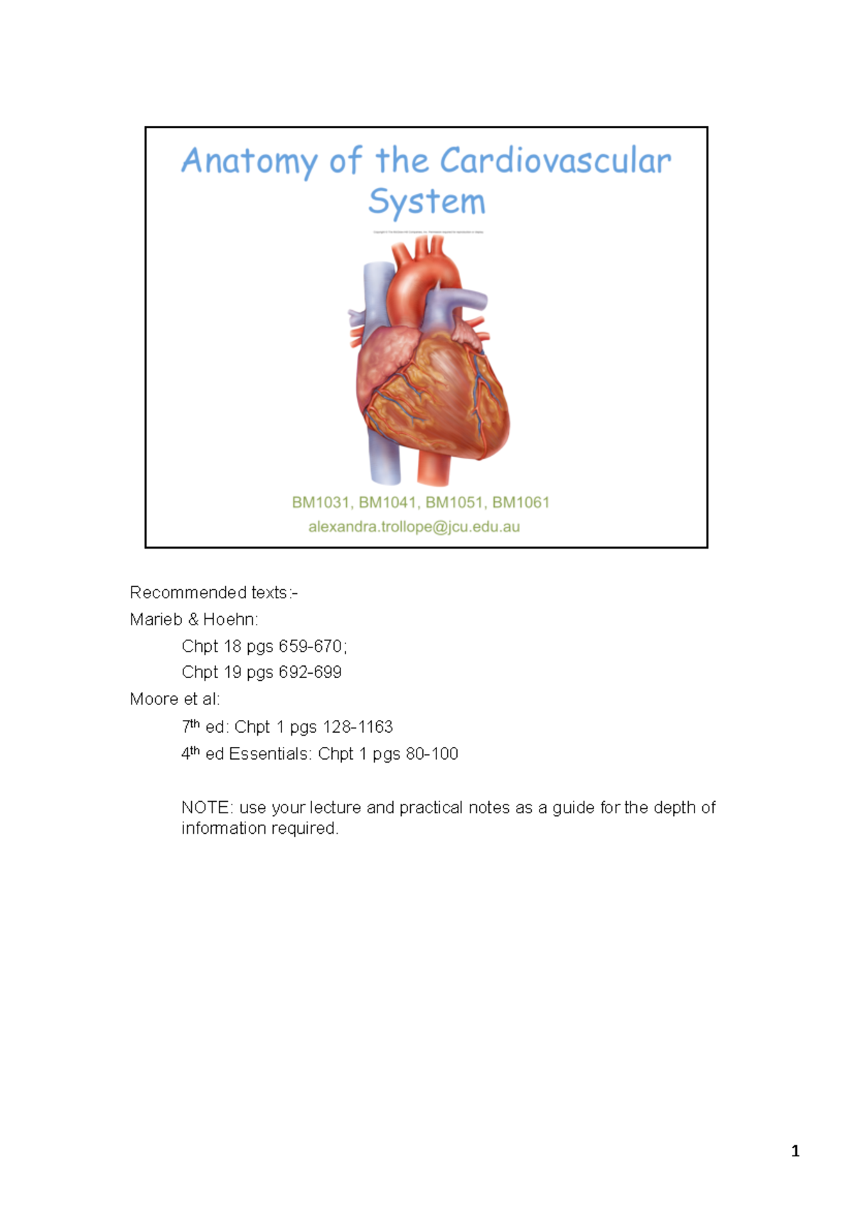 Lecture slides, lectures 13 - anatomy of the cardiovascular system ...