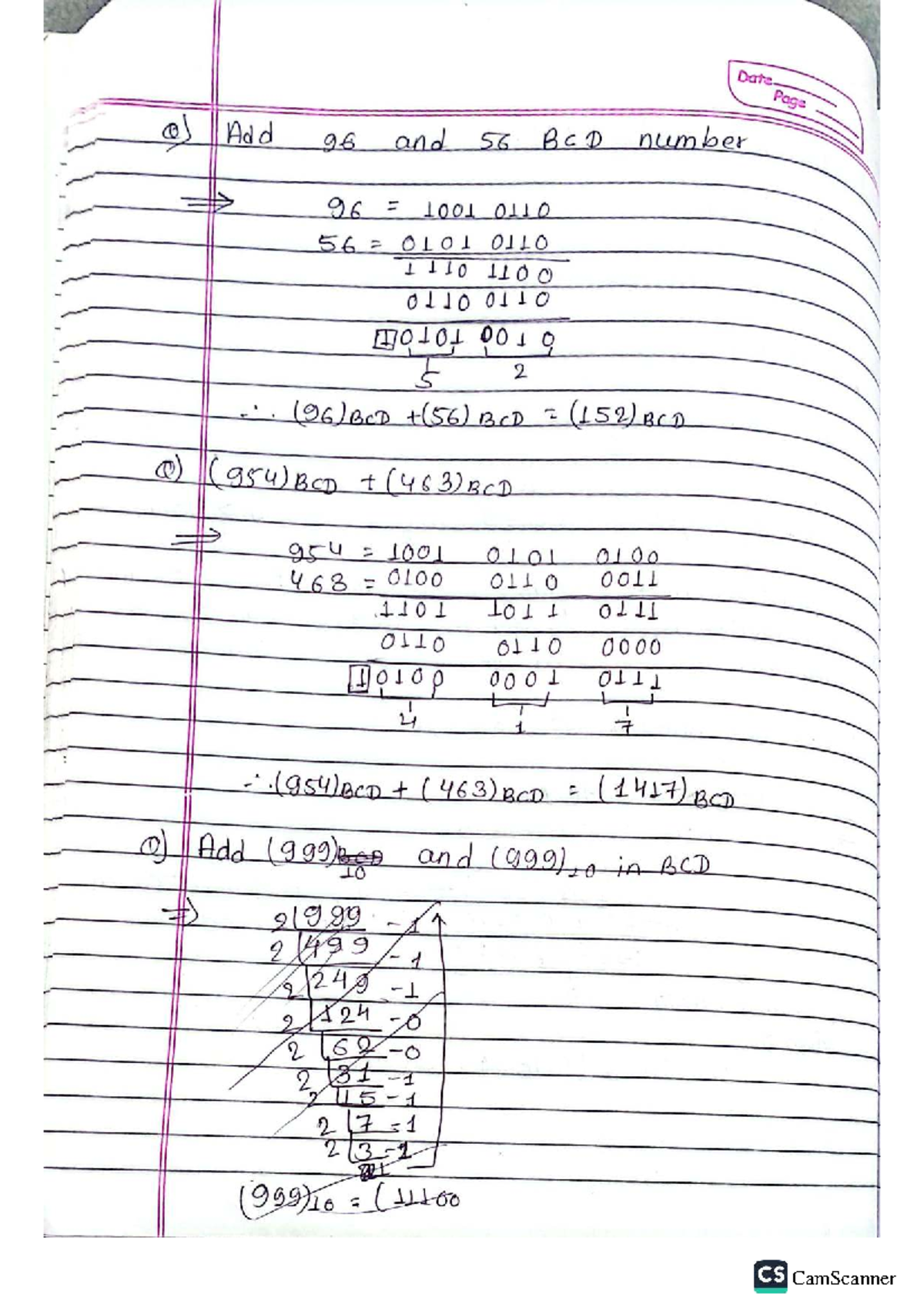 Digital Logic BCD Operations and Complement Methods - CS 2005 - Studocu