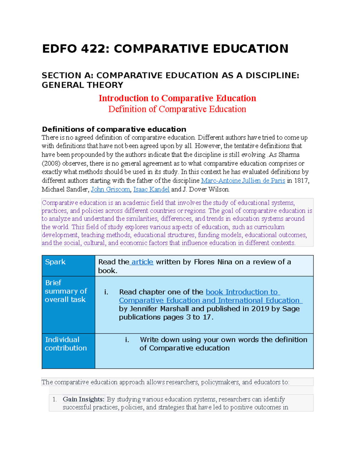 EDFO 422: Comparative Education - Key Concepts and Theories - Studocu