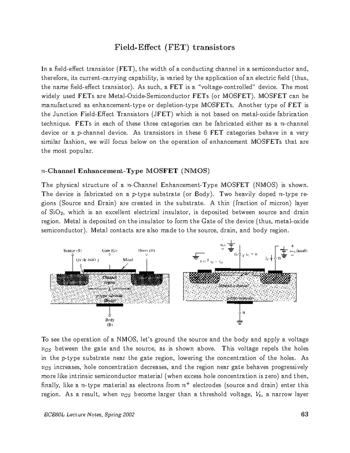 FET 101: Comprehensive Notes on FET & NMOS Characteristics - Studocu