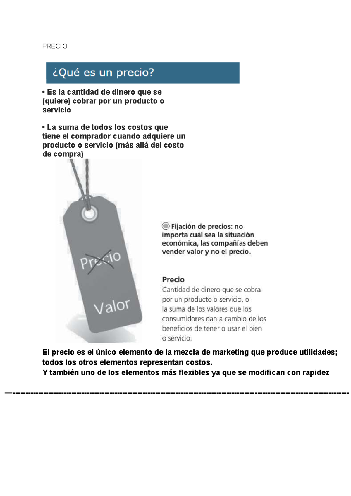 Precio y Estrategias de Fijación en Marketing MKT 101 - Studocu